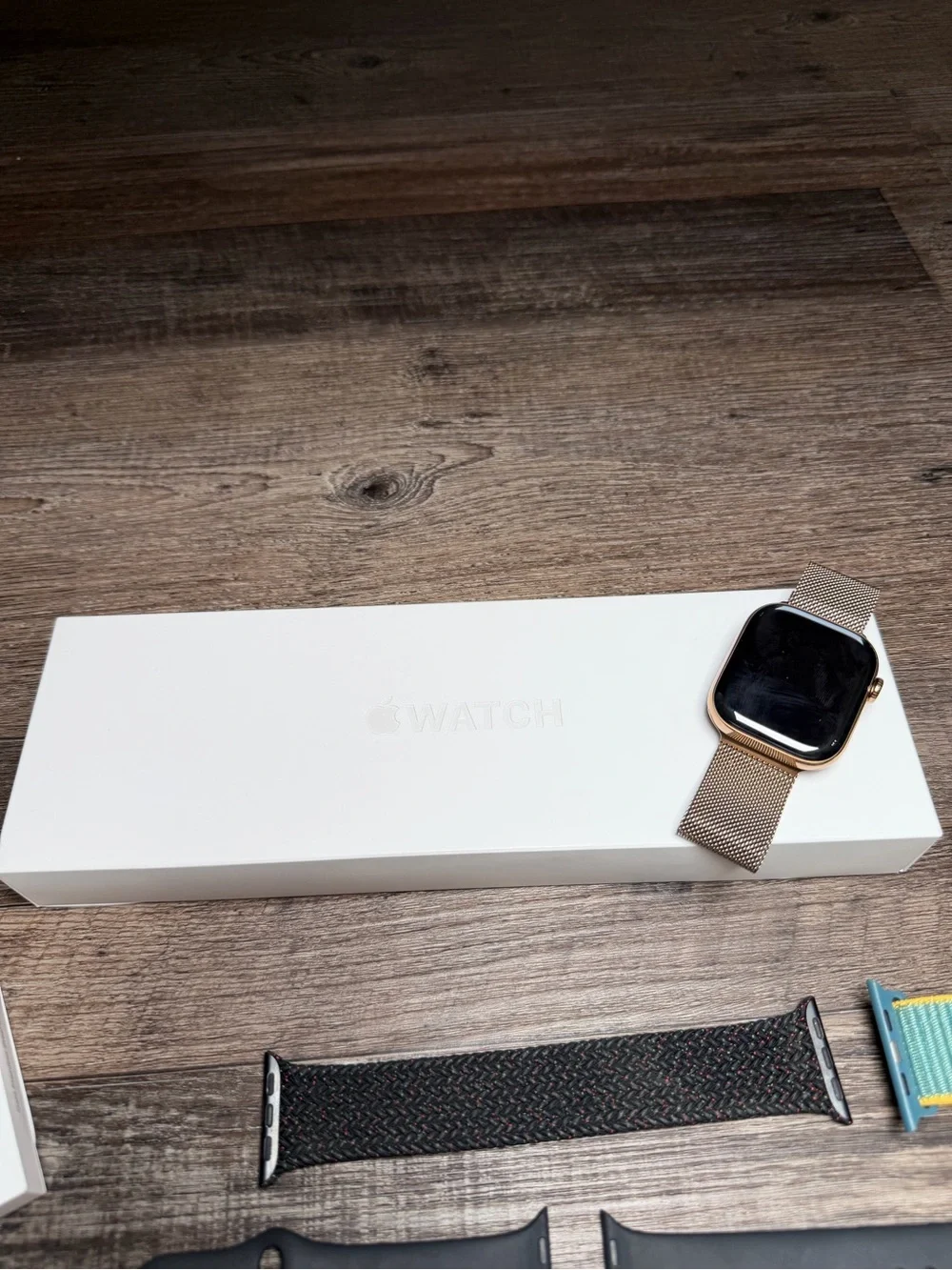 Apple Watch Series 11 42mm Gold Titanium Multiple  Bands and Charger